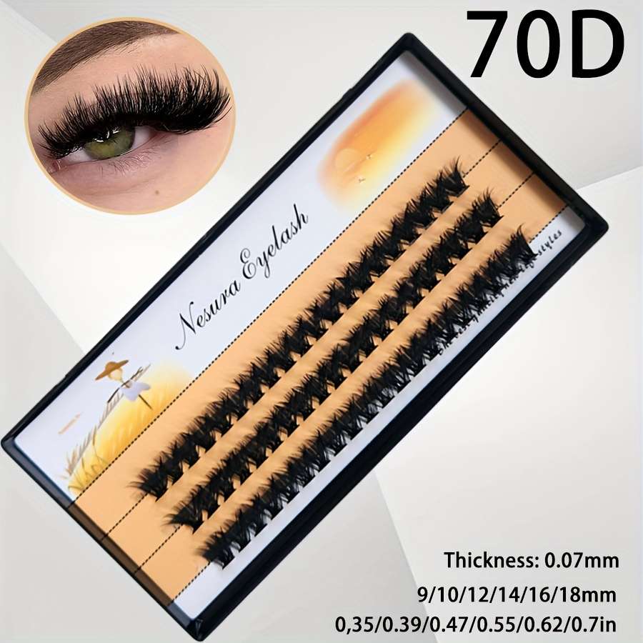 60pcs Natural Soft Individual Lashes Hair Length 70d 10mm 18mm