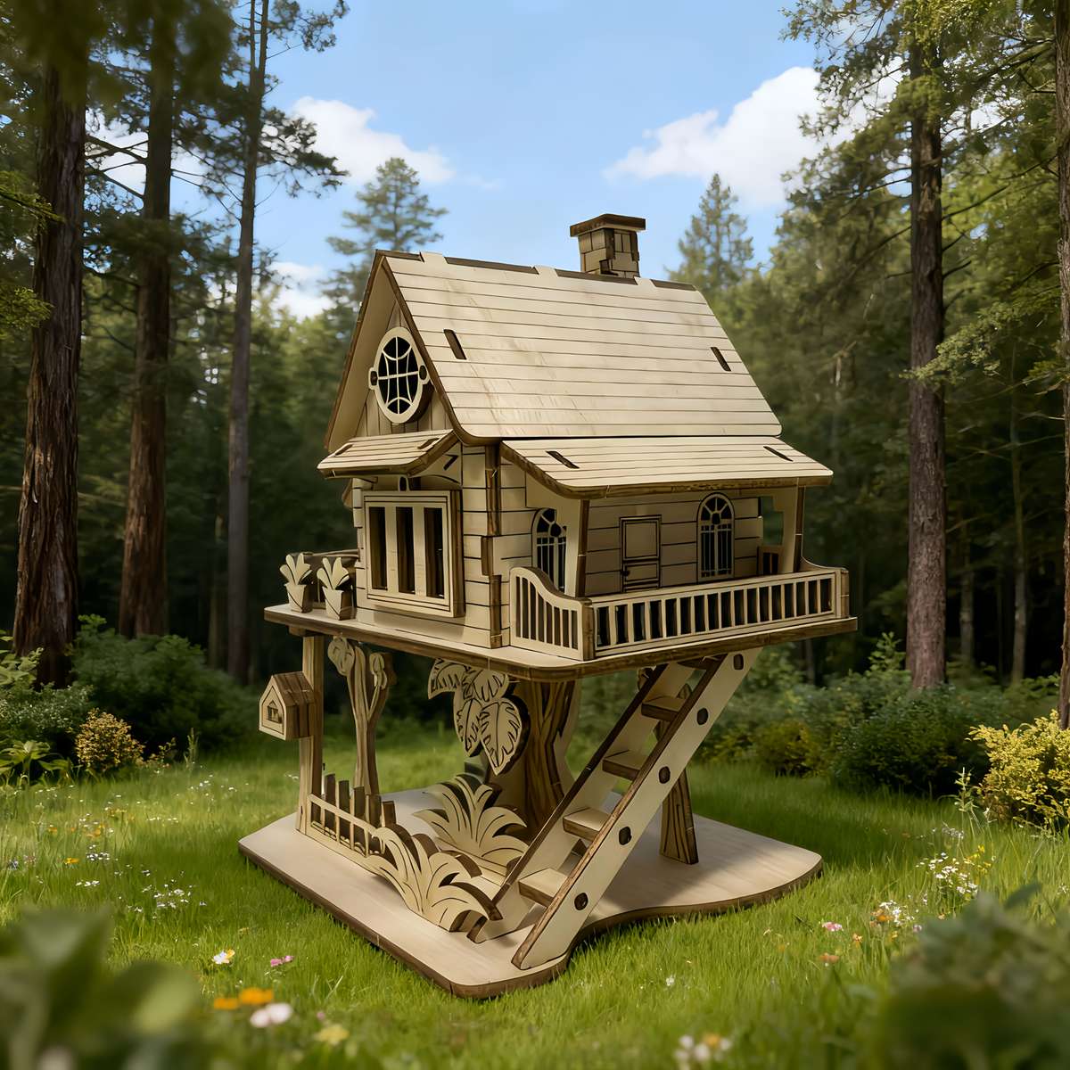3D House Model Ornaments Style Elegant Tree House