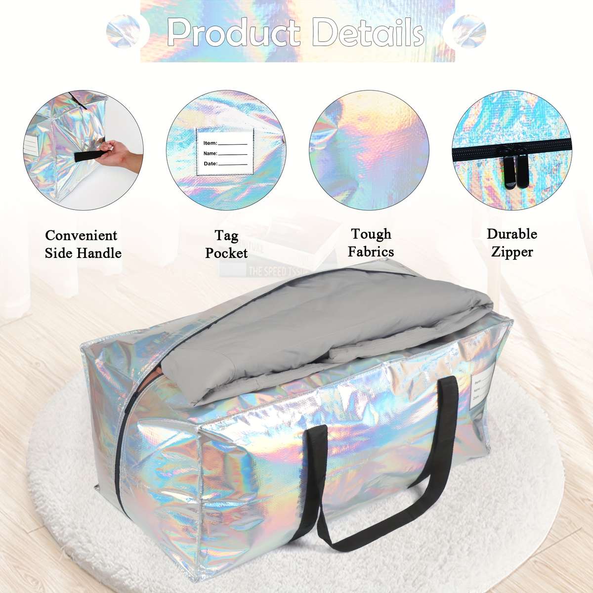 2Pcs Large Moving Bags Rainbow Pink Storage Pink Rainbow 2 Pcs