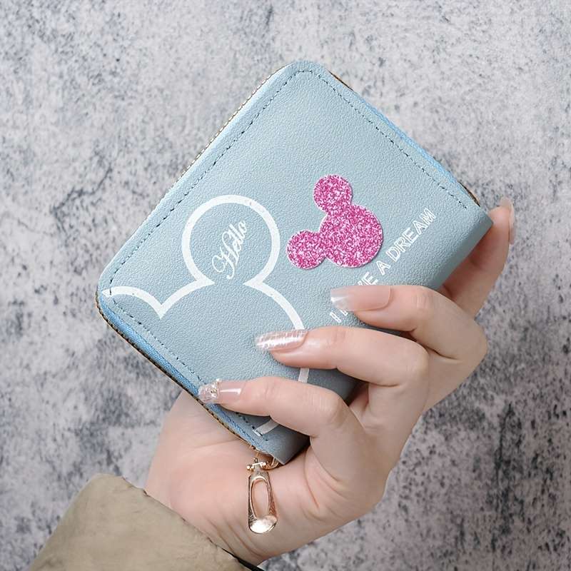 Women'S Casual Synthetic Leather Wallet With Zipper Closure Continental Style Multiple Ca
