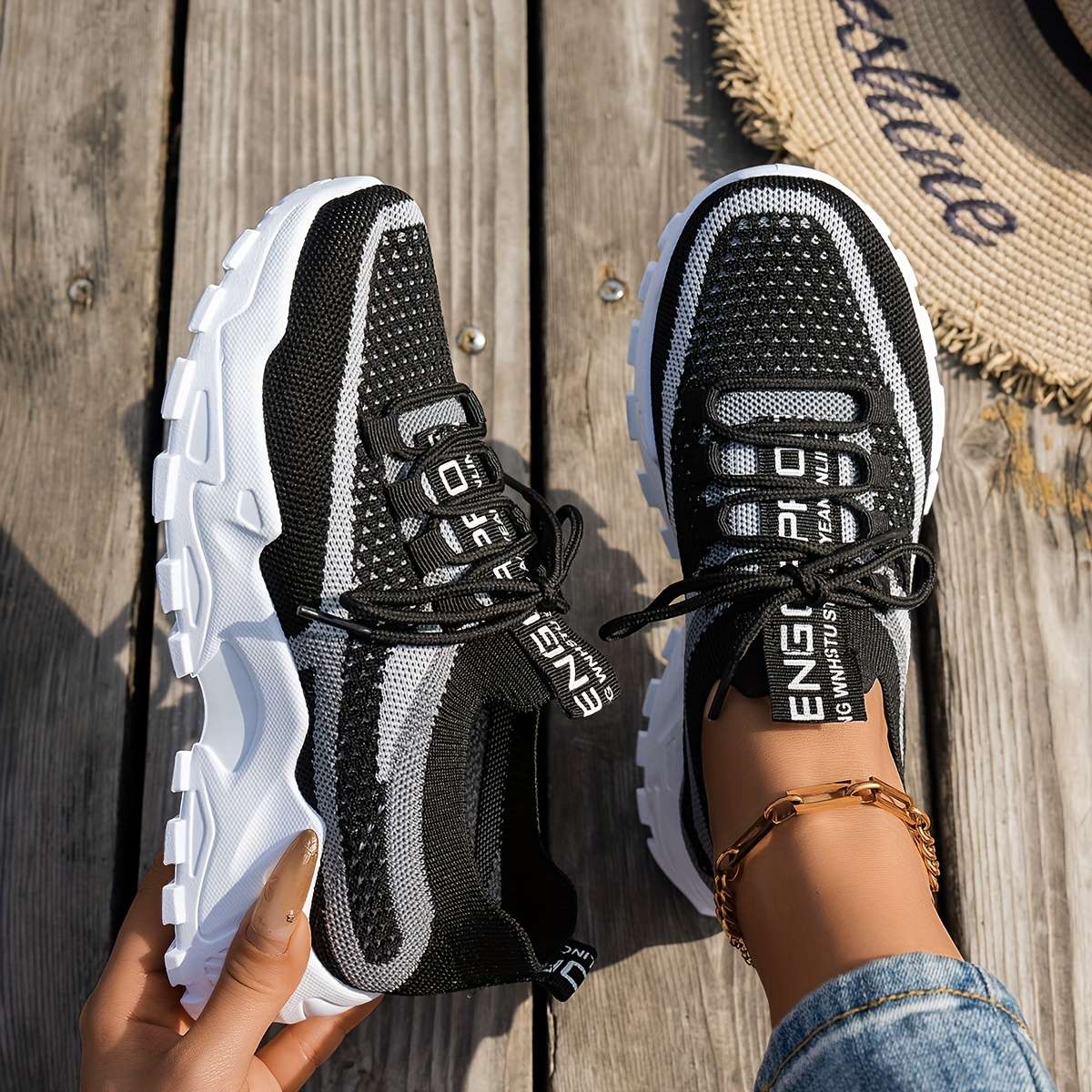 Women S Sneakers Color Black And White Gray Sizeuk 3.5