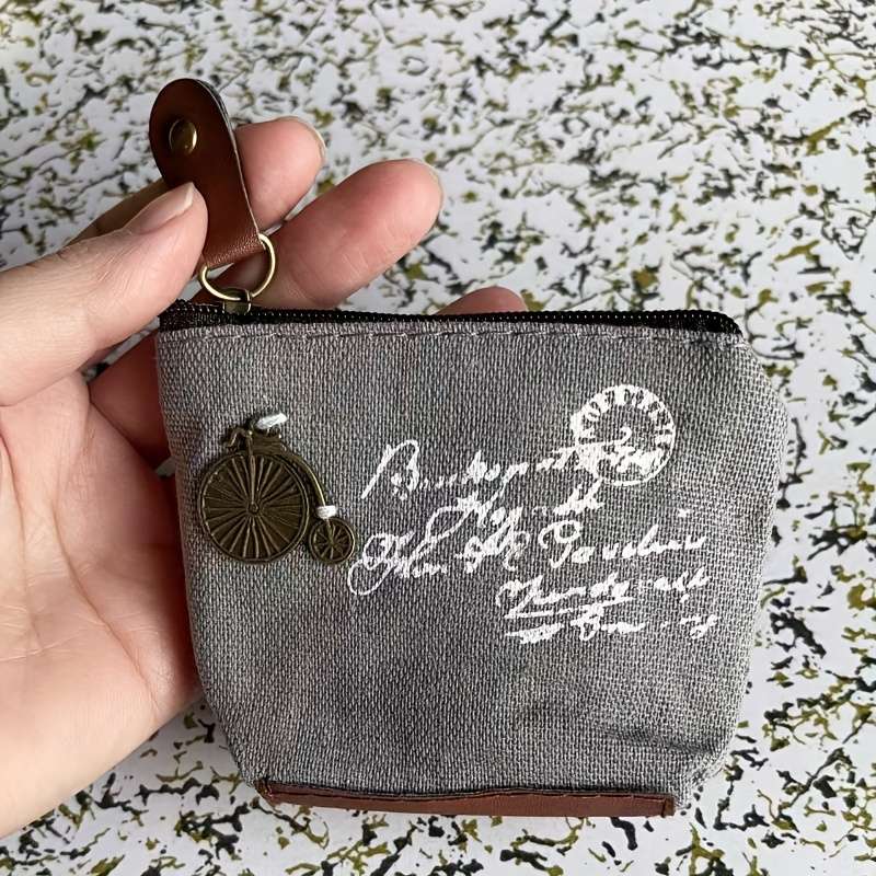 Vintage-Inspired Canvas Wallet With Zippercompact High-Quality Large Capacity Women'S