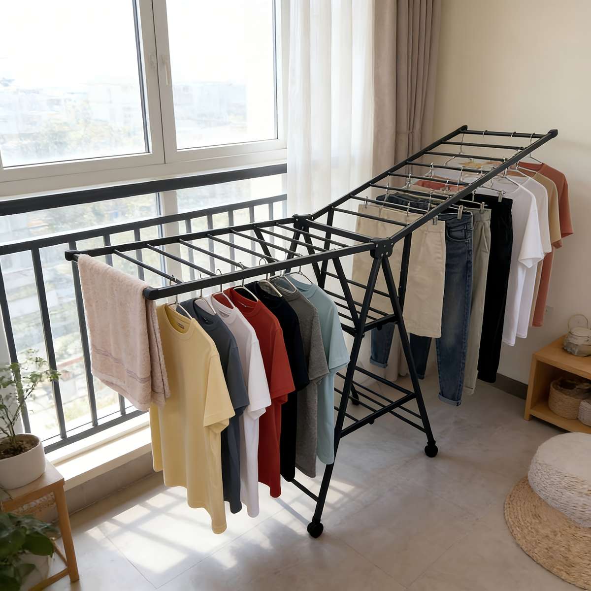 Clothes Rack Gray 1.8M Threelayer