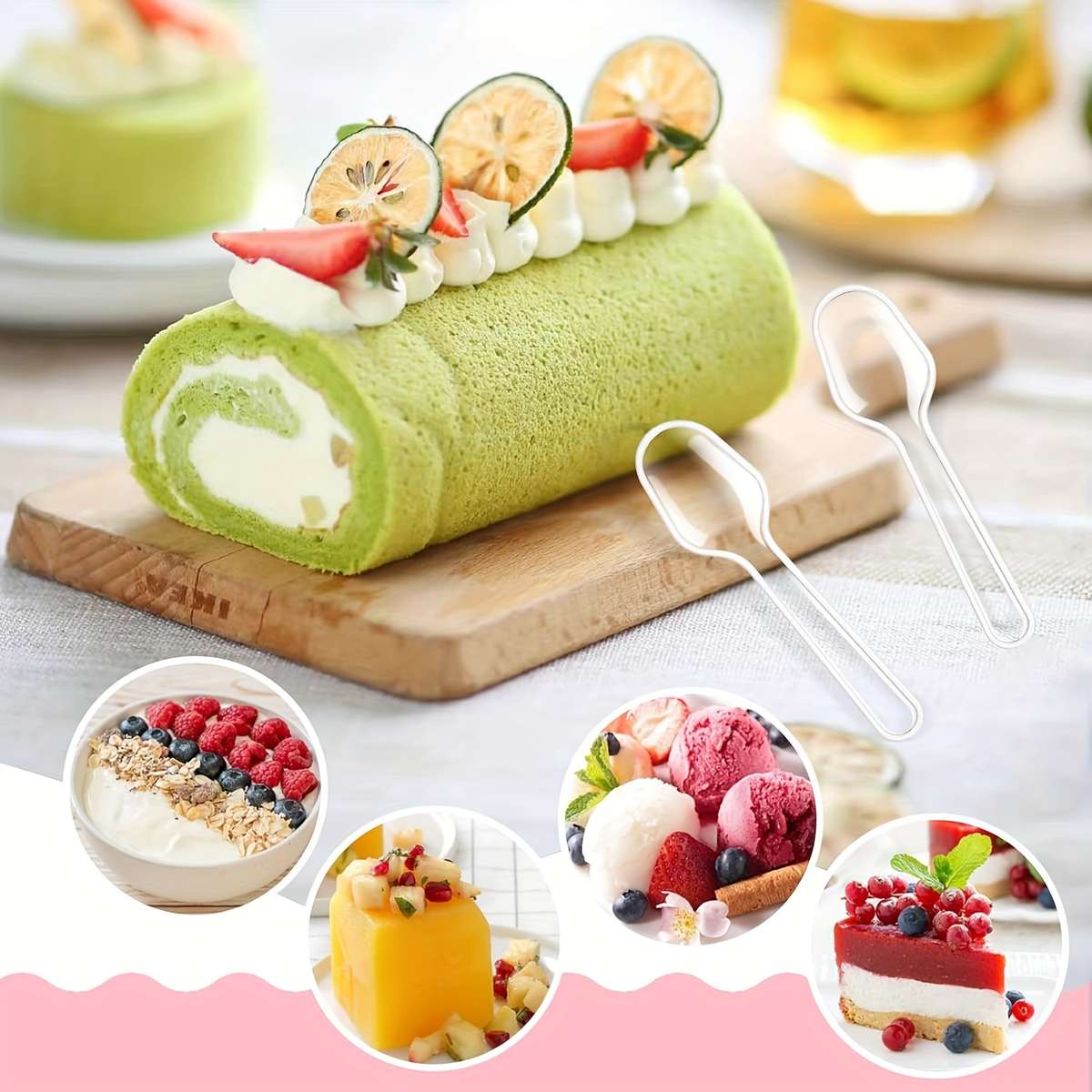 100pcs Clear Plastic Mini Tasting Spoons for Desserts Ice Cream Cake Jelly Pudding Smooth