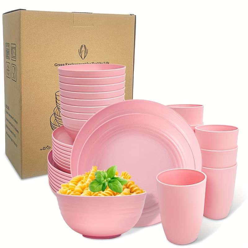 Bowl Color Pink Quantity32Piece Set Cups Bowls 2023 Plates*8