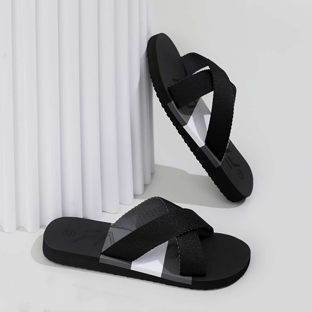 Men Slippers Summer Style Black Size Uk 7
