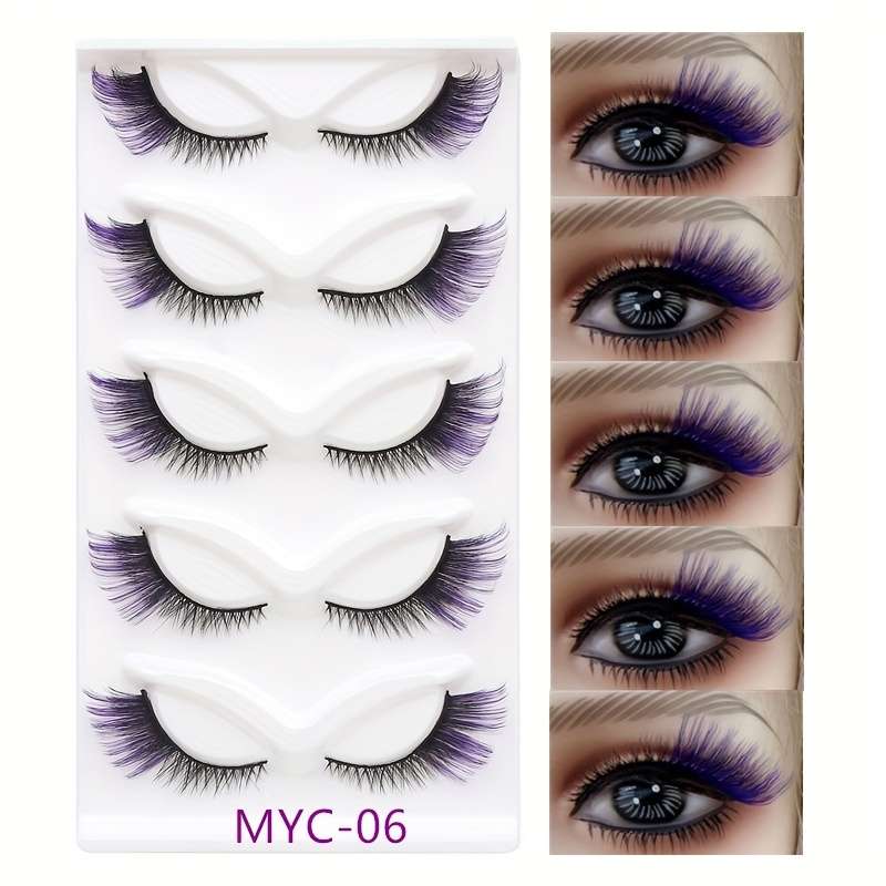 5 Pairs Natural Mink Lashes Color Five Colors