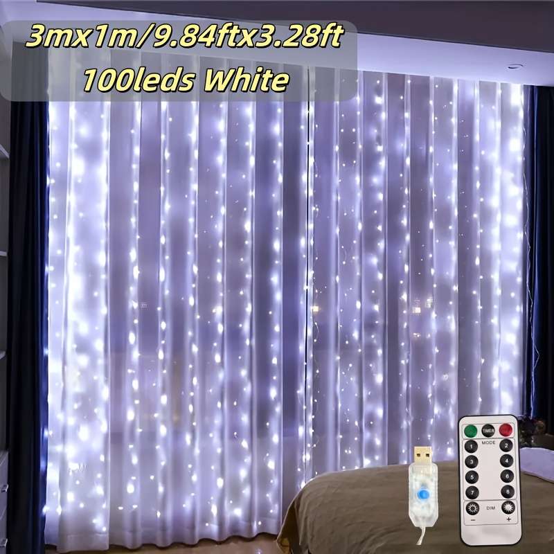 String Lights Color White Size3*1M 9.84*3.28Ft 100Leds