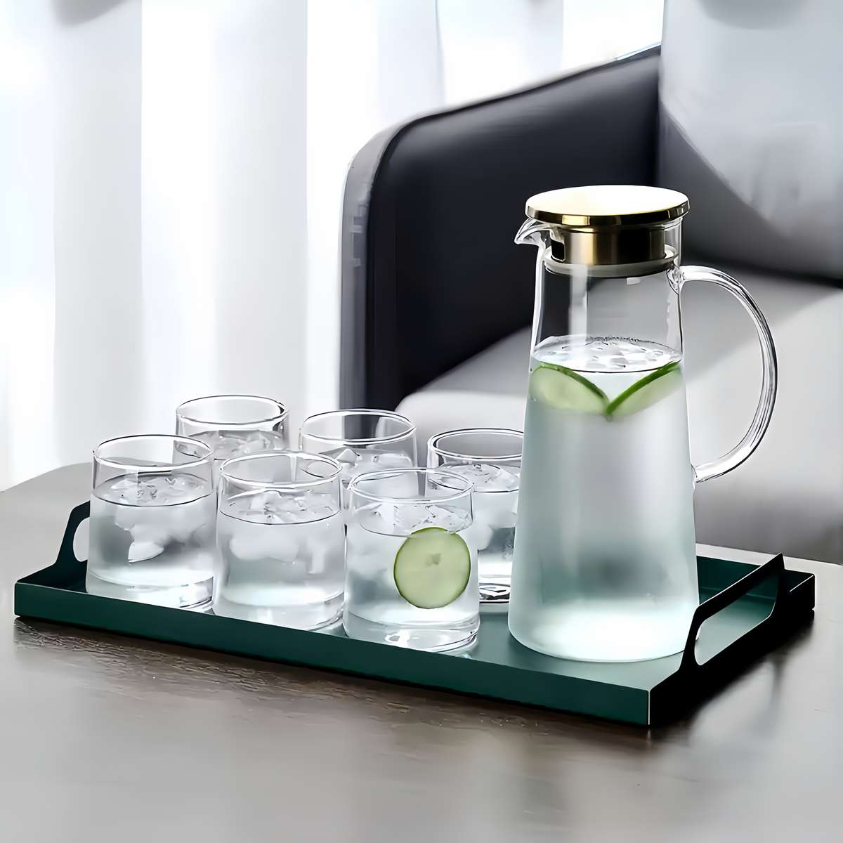 Water Cup Color Ash Grey Quantity7 Pcs 1 Jug 6 Cups