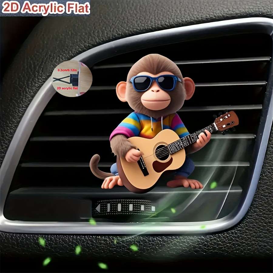 Car Interior Decor Style Guitar Monkey With Scented Tablets