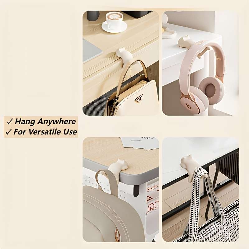 Cute Cat Desktop Hanger Cat Shaped Adhesive Hanger In 3 Colors color 1pc Yellow
