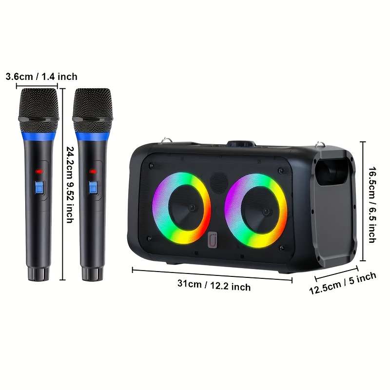 Speaker Color Black With 2 Wireless Microphones