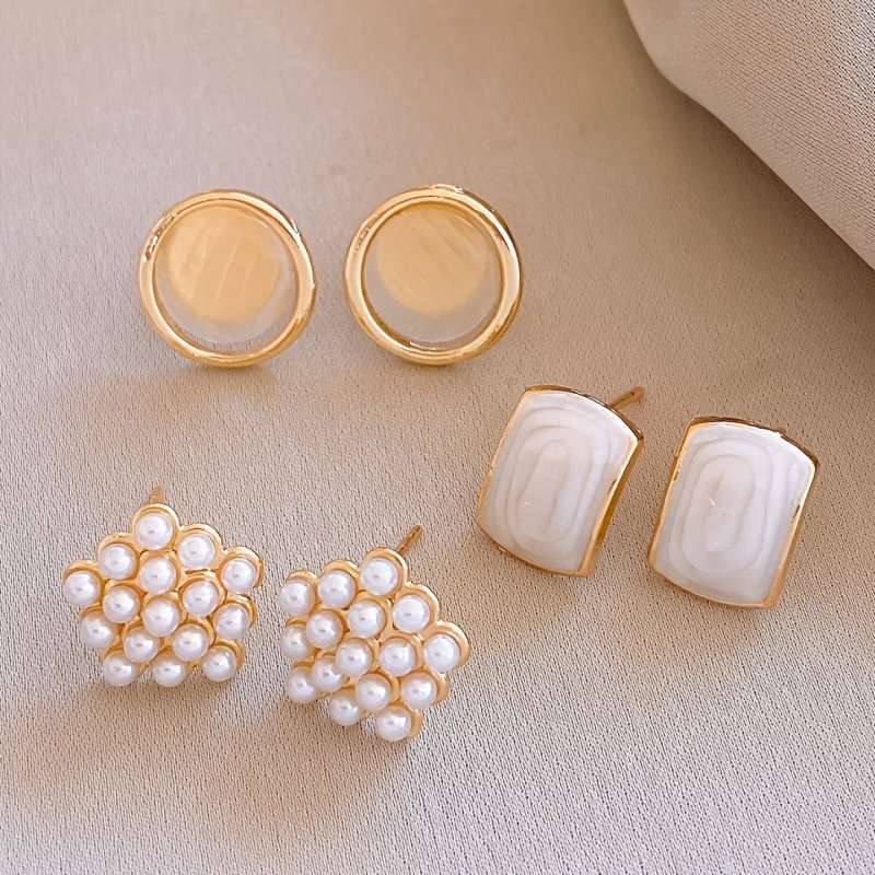 Women S Earrings Color 3 Pair Pack  White 2