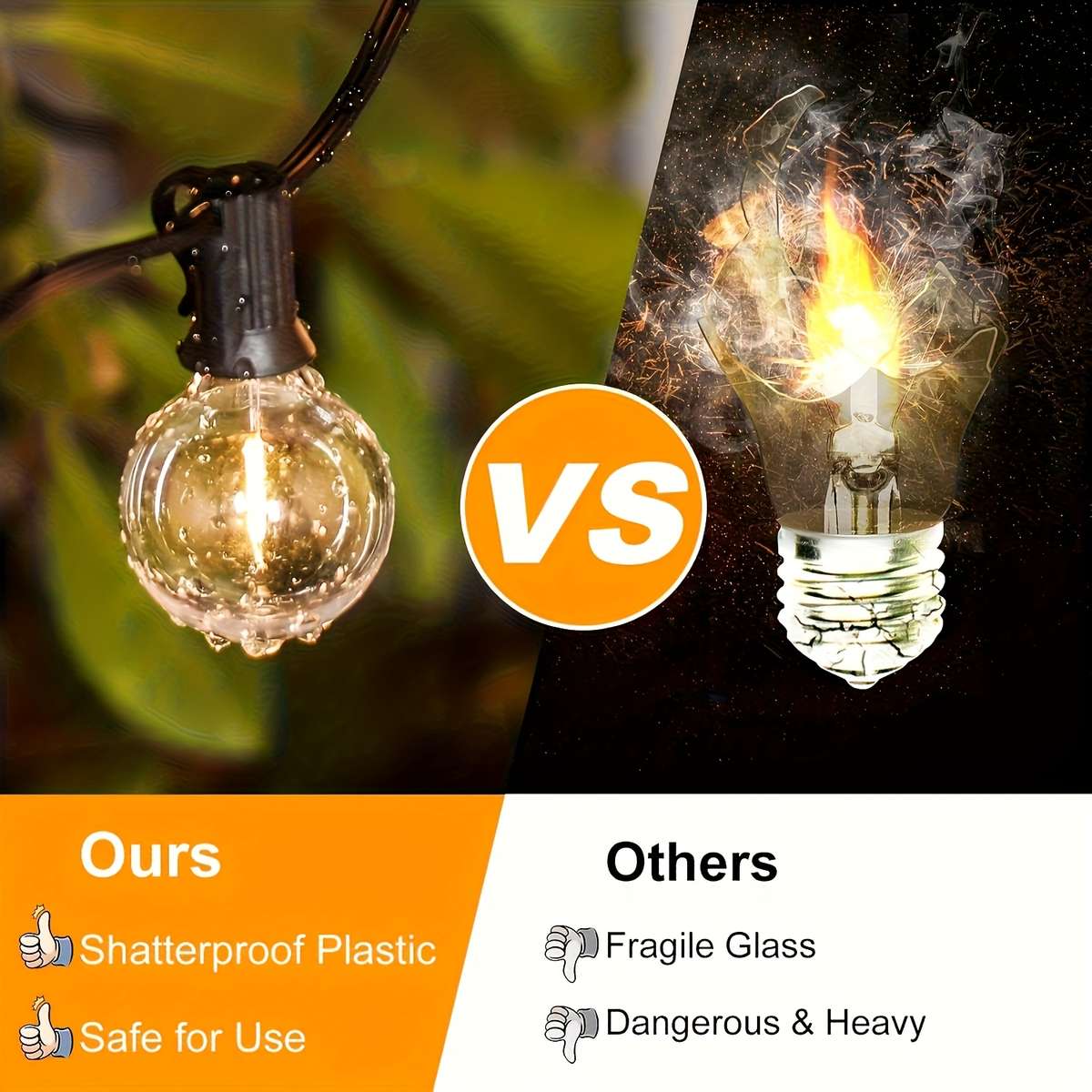 String Lights Quantity 20Ft 6.1M 7 1 Bulbs Solar