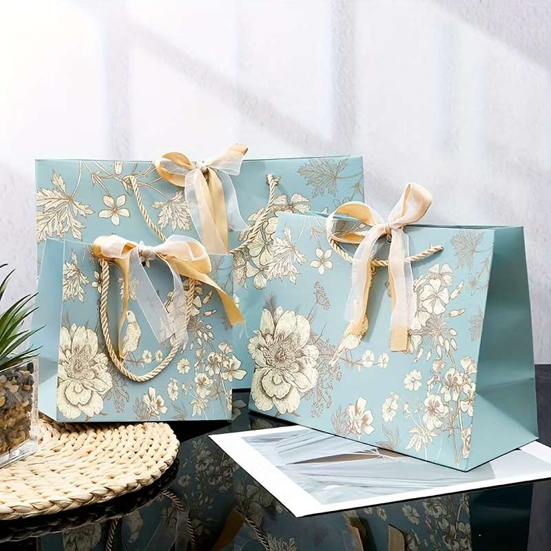Gift Bags Style Green Bird Double Ribbon Small Size 18 X 10 X 16