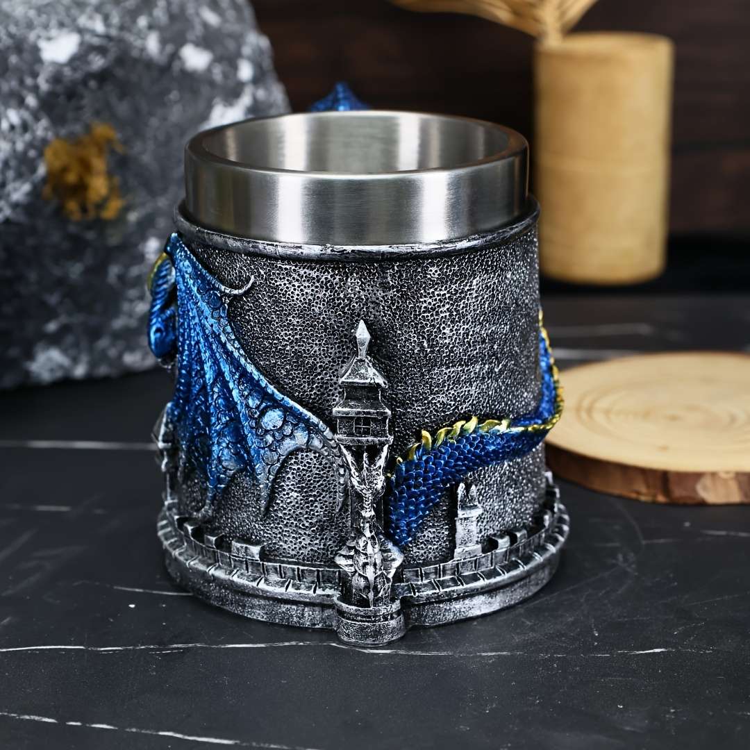 Water Cup Model Dragon Guardian Castle Beer Mug Blue 24033 4 Capacity152Oz 450Ml