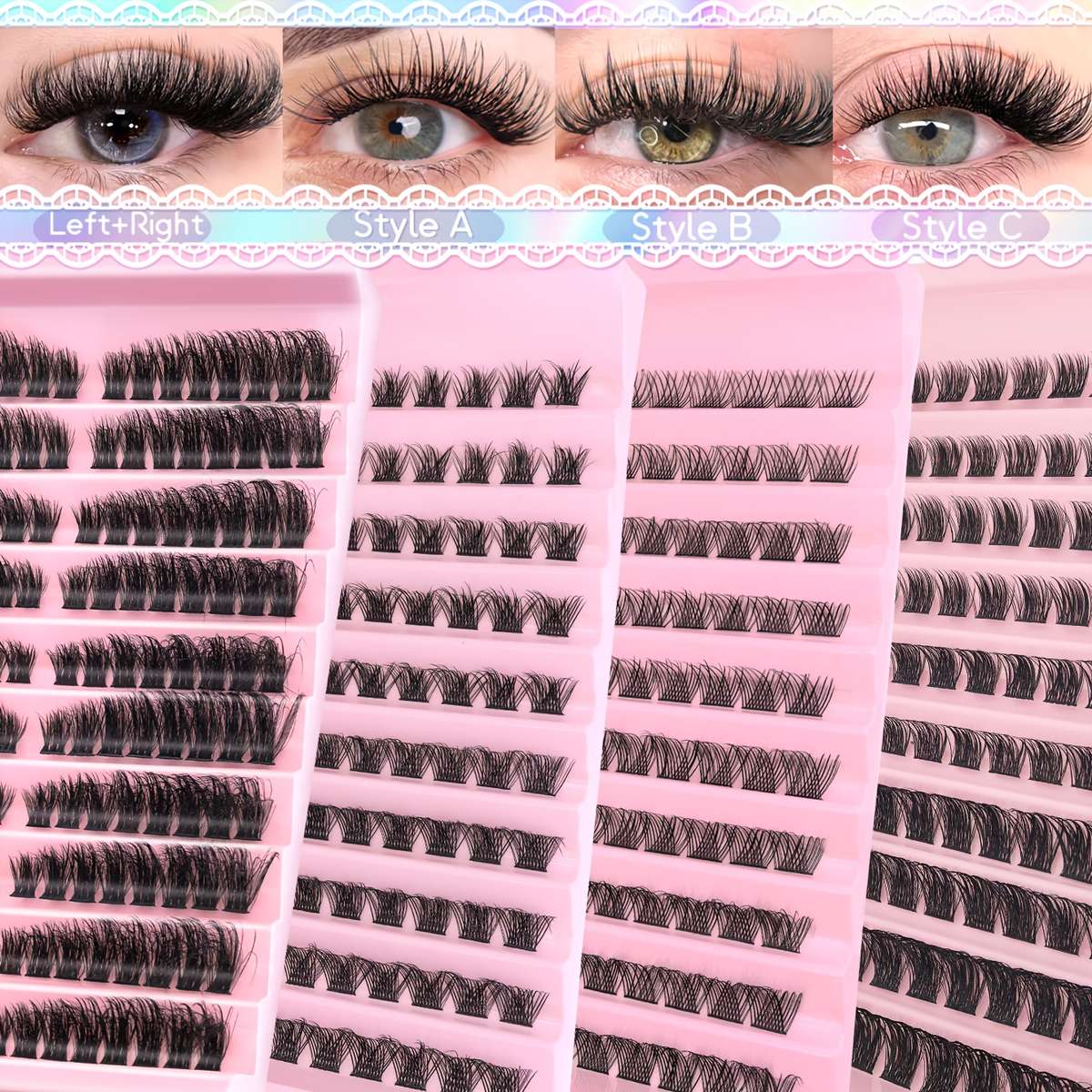 200pcs Natural Fluffy Cluster Lashes Color Ao2 15mm
