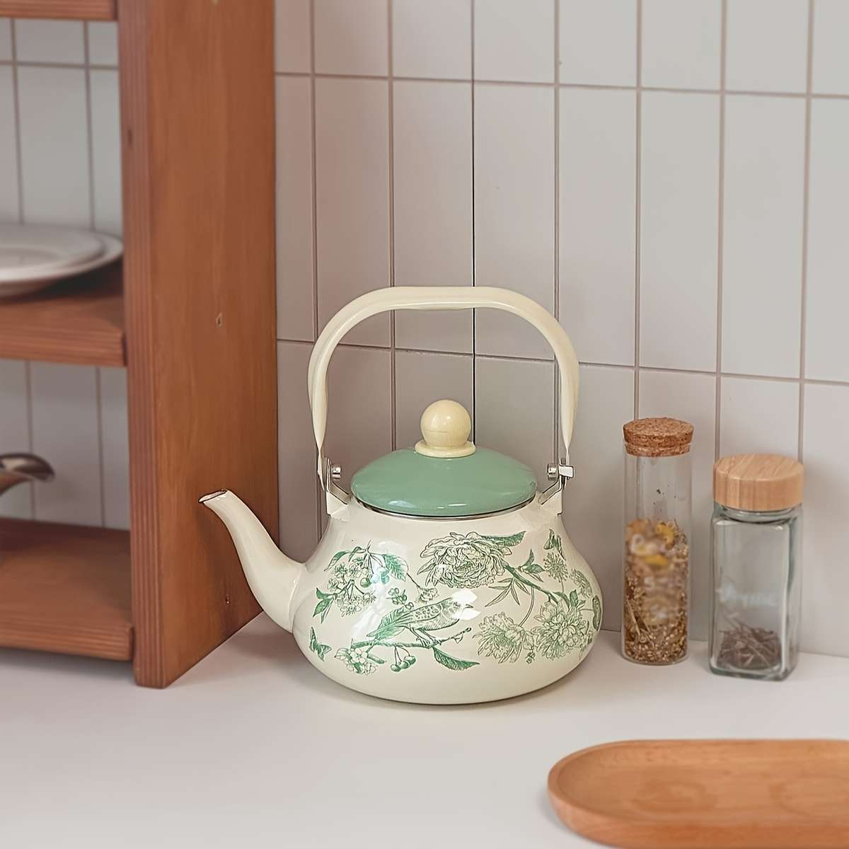 Kettle Color Green Bird Enamel Pot2.5L