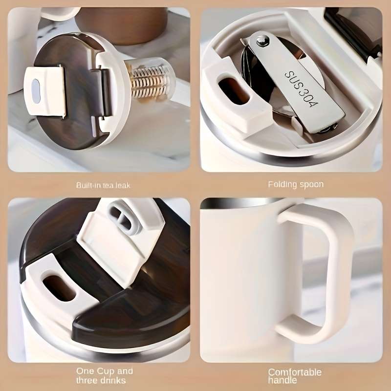 Water Cup Color White   Folding Spoon   Straw   Strainer Size550Ml
