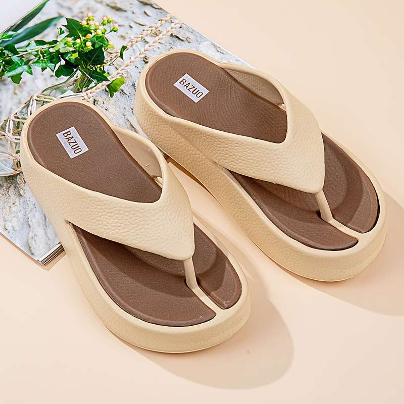 Ladies Summer Flip Flops Khaki Uk 4