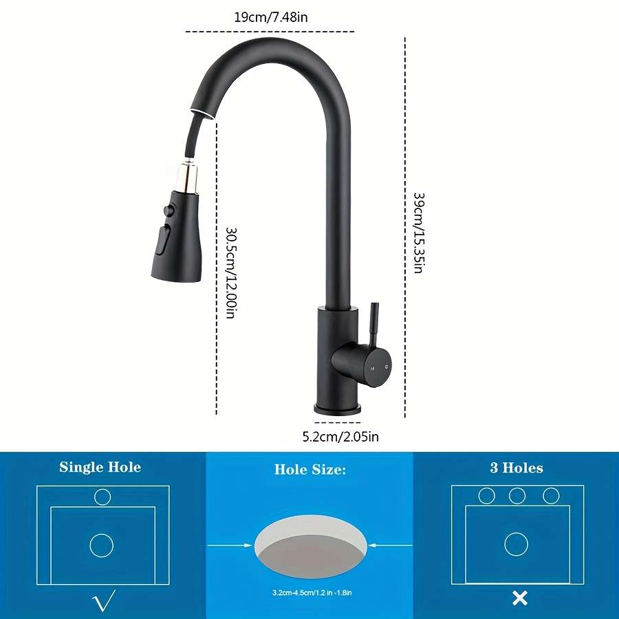 Faucet Upgraded 3 Speed Black With G1 2 Pipe