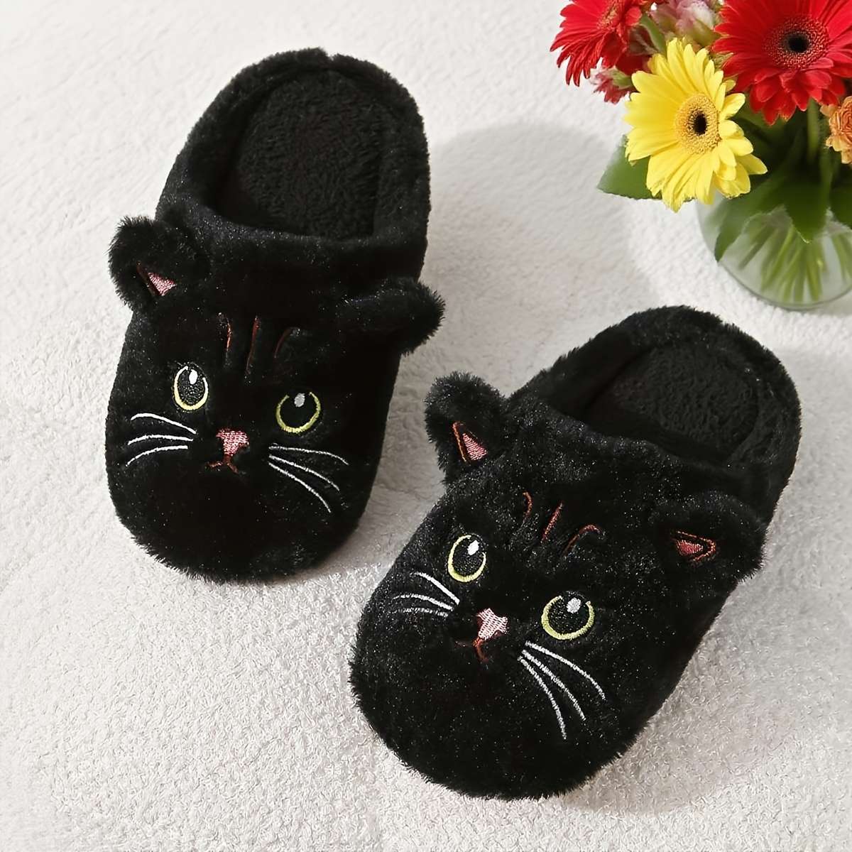 Cotton Slippers Color Black Cat Sizeuk 4.5-5
