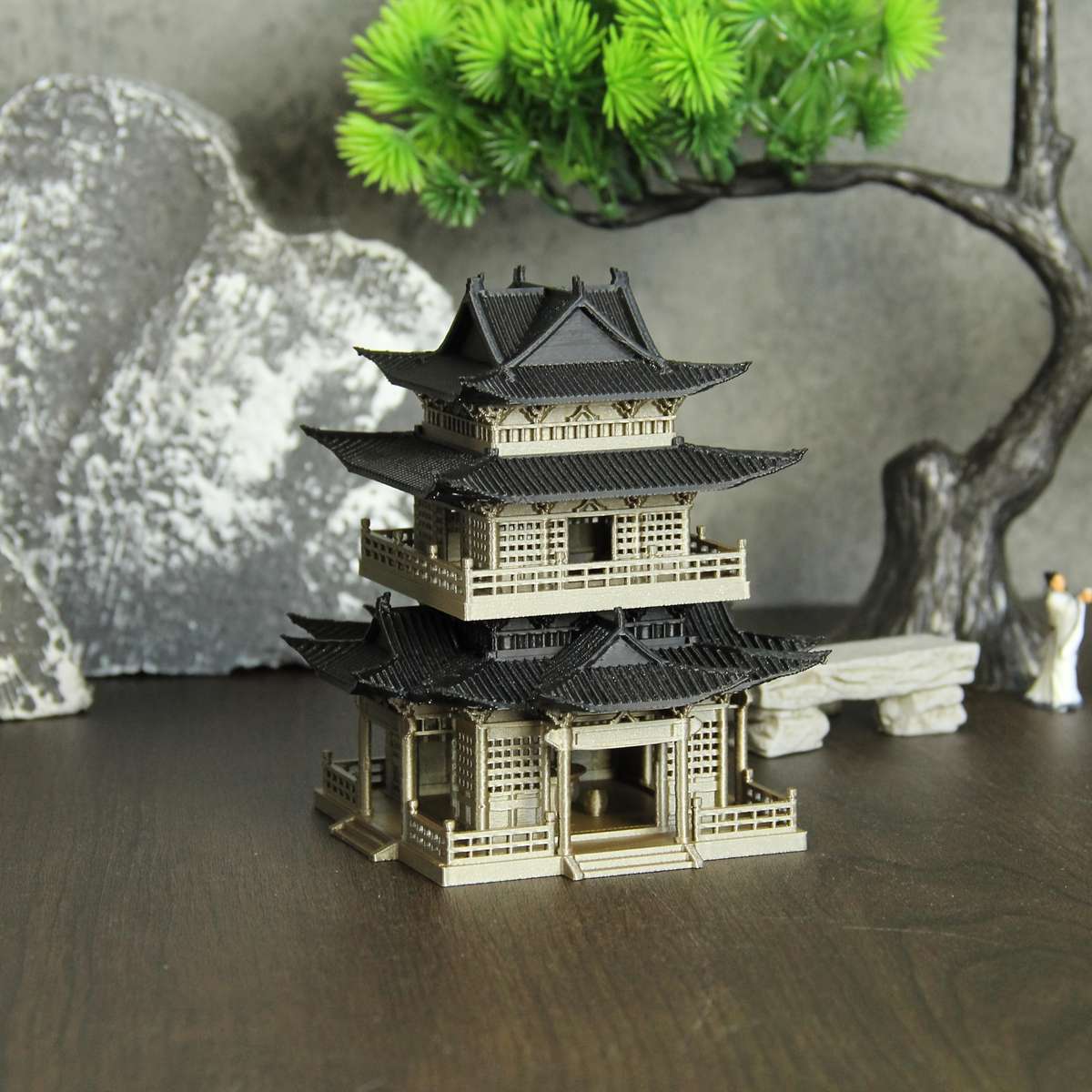 3D Building Model Puzzle Set Color Light Gold