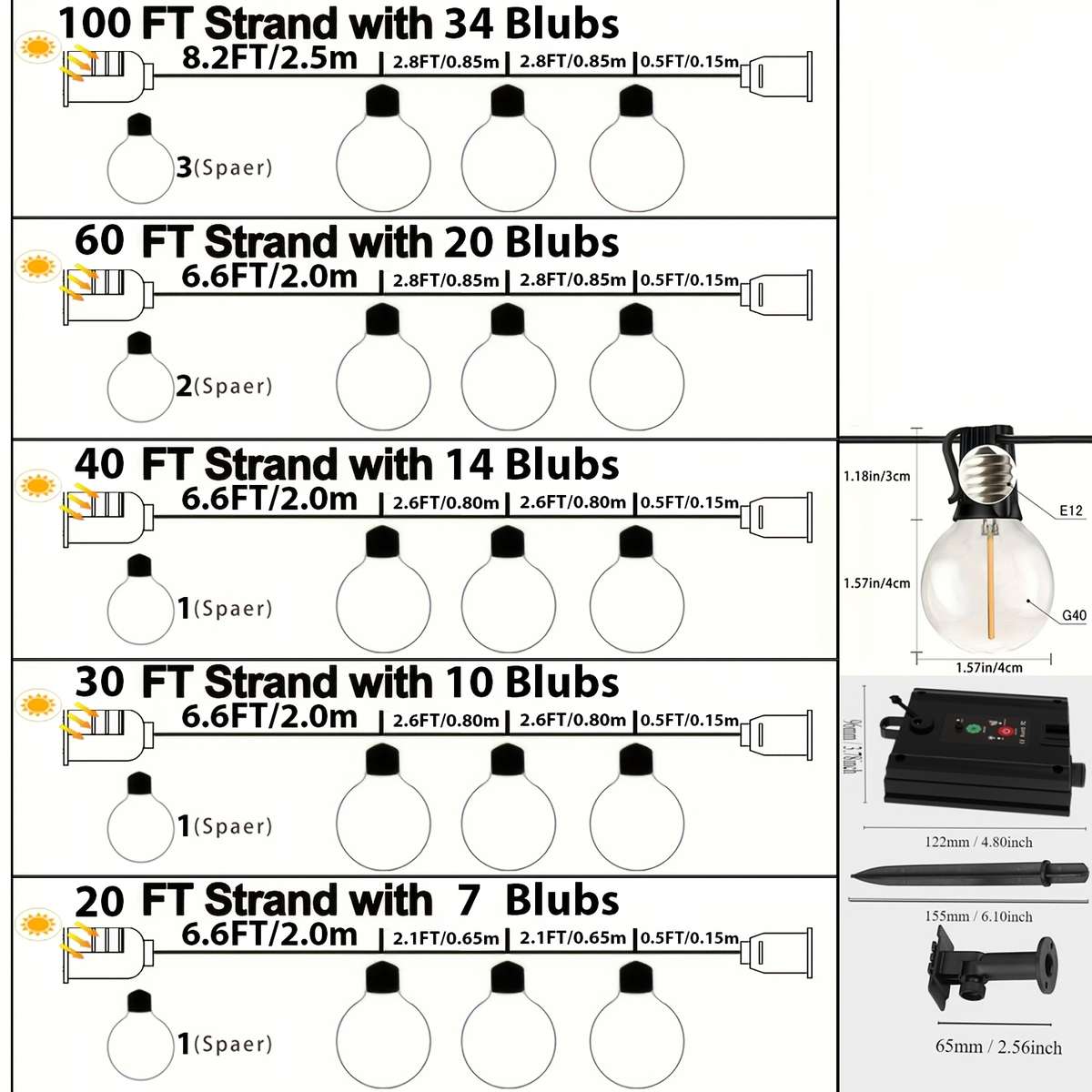 String Lights Size 6.1Meter 8Bulbs