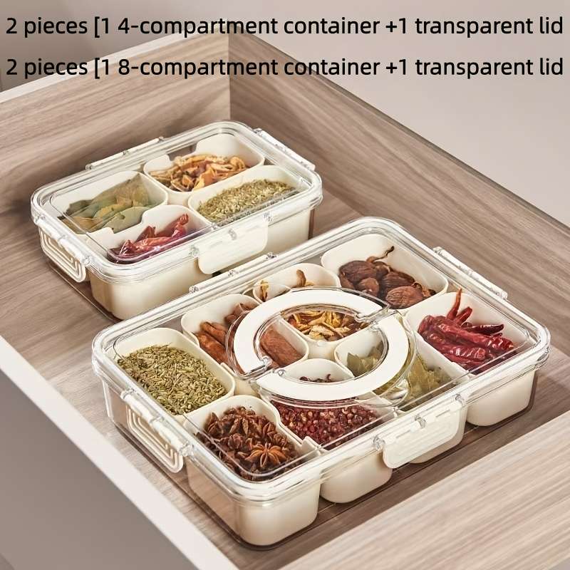 Antibacterial Box 2Piece Set 8Compartment Containertransparent Lid