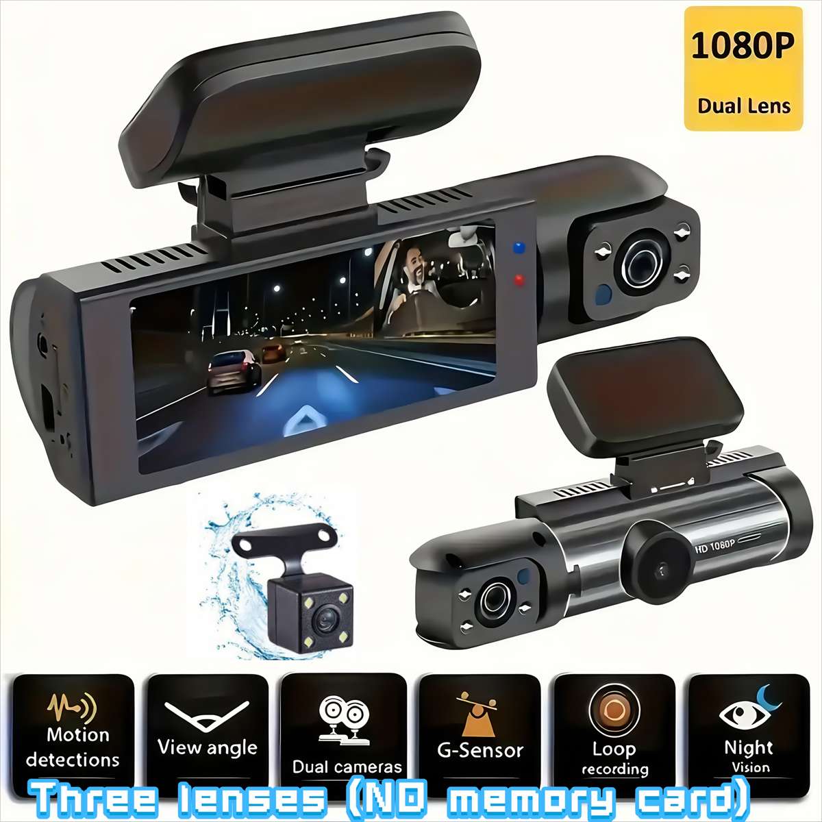Superior Exclusive Three Channel Dash Cam Ultra Clear Pixel Lens With Wide