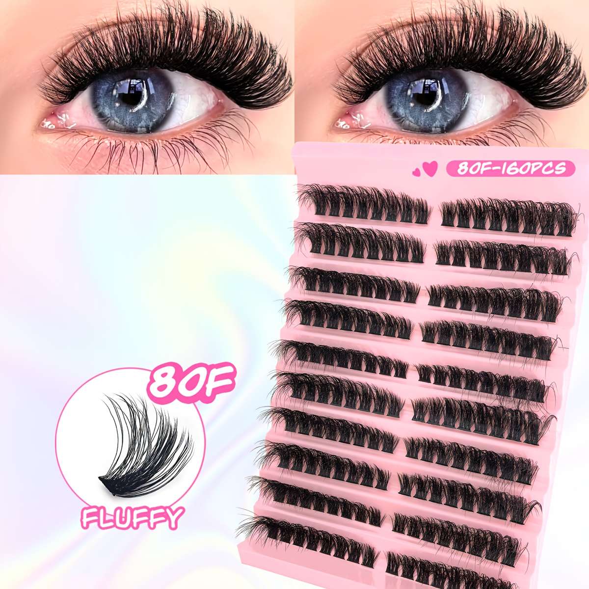 200pcs Natural Fluffy False Eyelashes Color 80p Pair Of Lashes 15mm