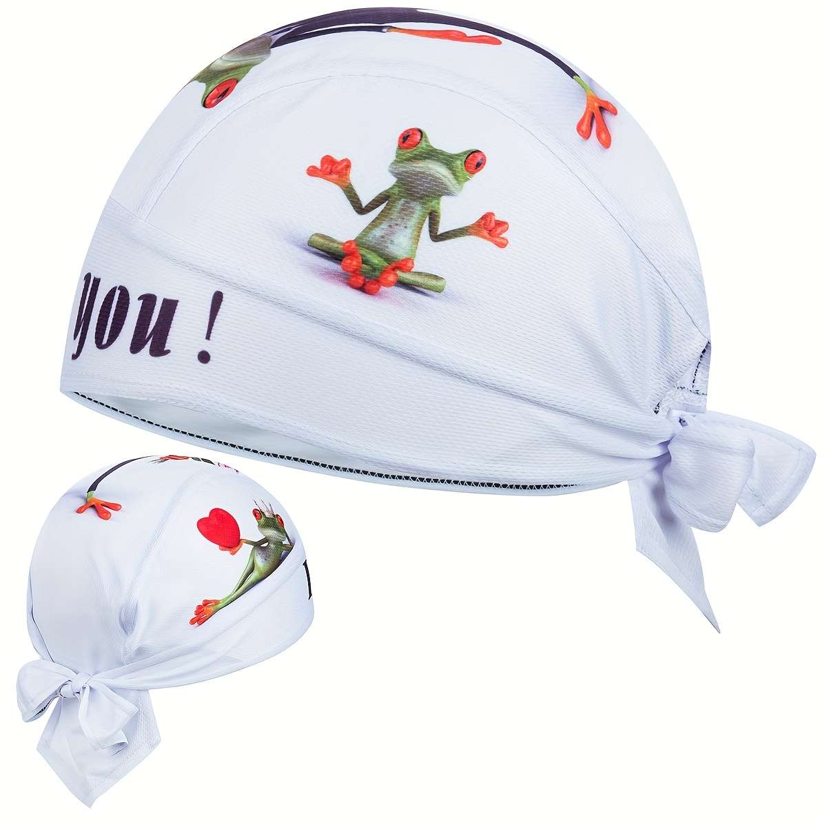 Zm Frog-Themed Beanie Breathable Quick-Dry Polyester Spandex Mesh Cap With Uv Protection F