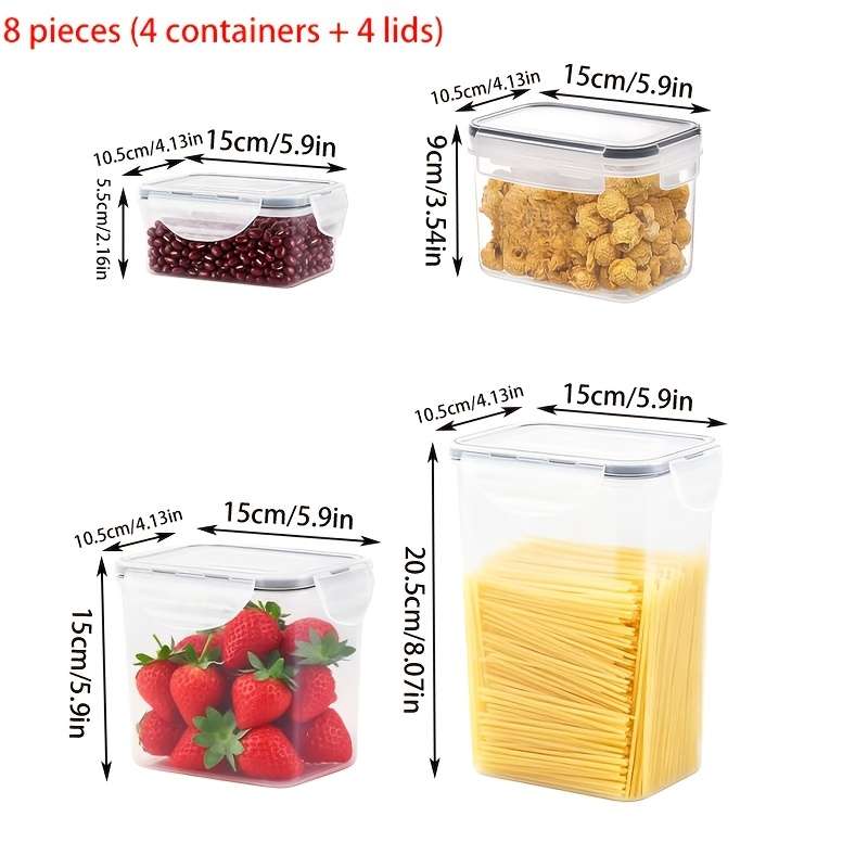 Sealed Jar Quantity 8Pcs 4 Containers  4 Lids