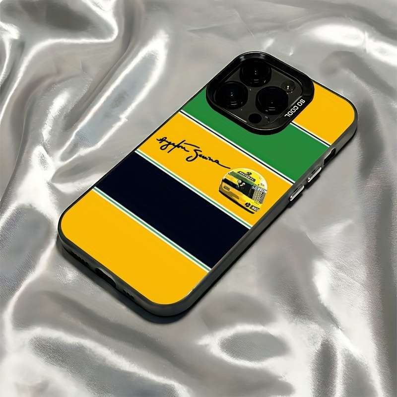 1Pc Black For iPhone 15 Pro Max Racing Helmet Doodle Phone Case