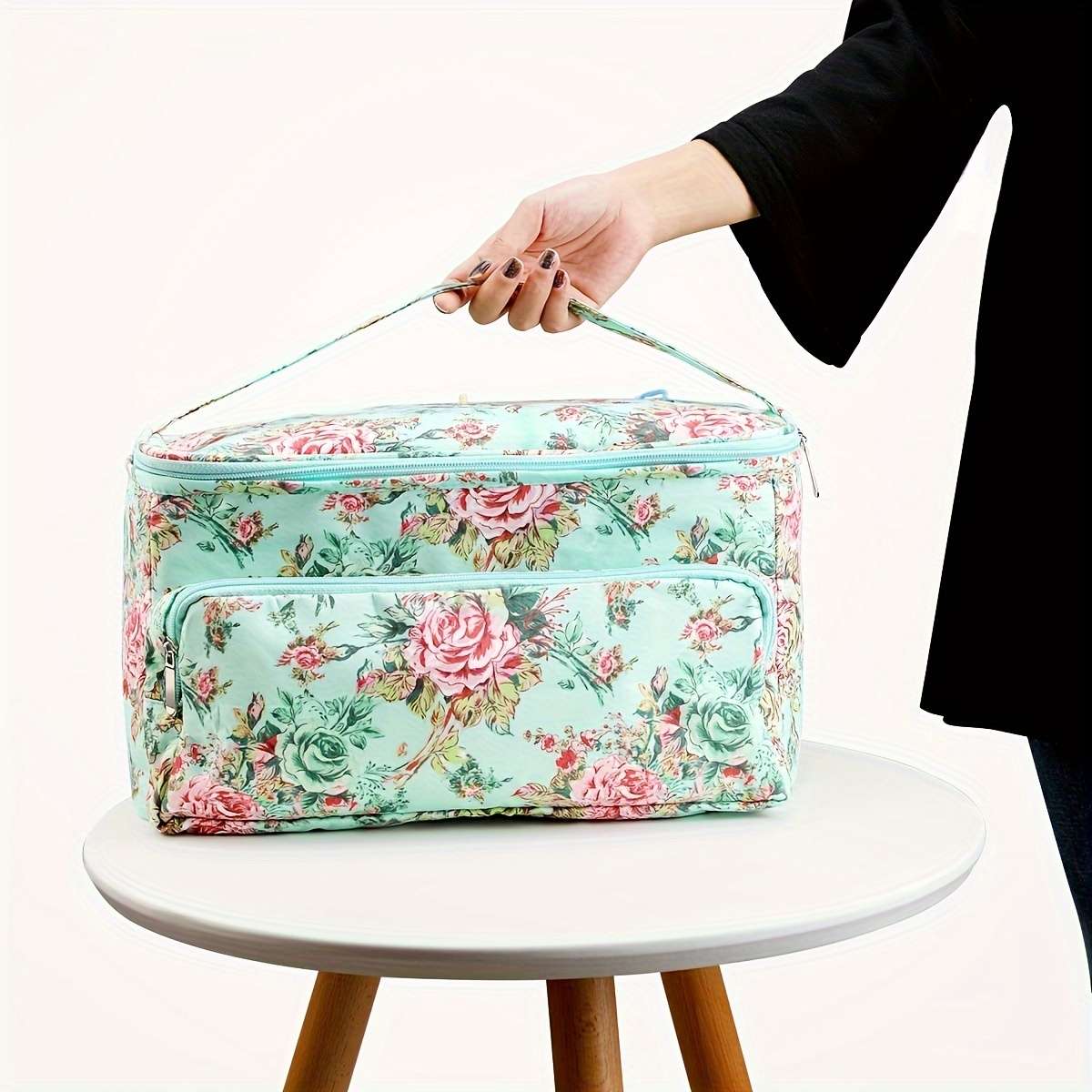 Storage Bag Color Green Peony Square Bag