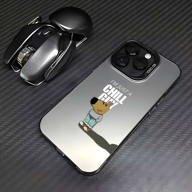 1Pc Black For iPhone 16 Plus I'M Just A Chill Guy Phone Case