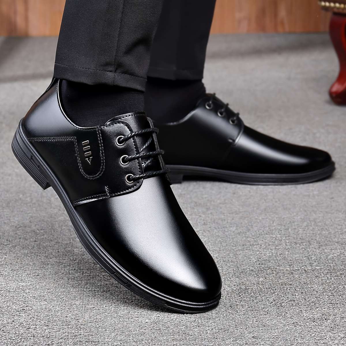 Mens Leather Shoes Color Black Sizeuk 8