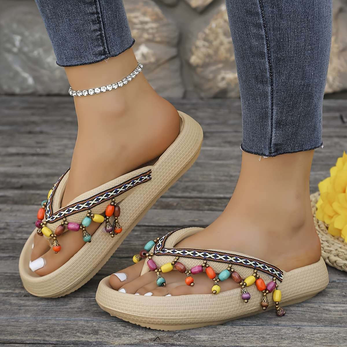 Ladies Summer Flip Flops Black Uk 6.5-7