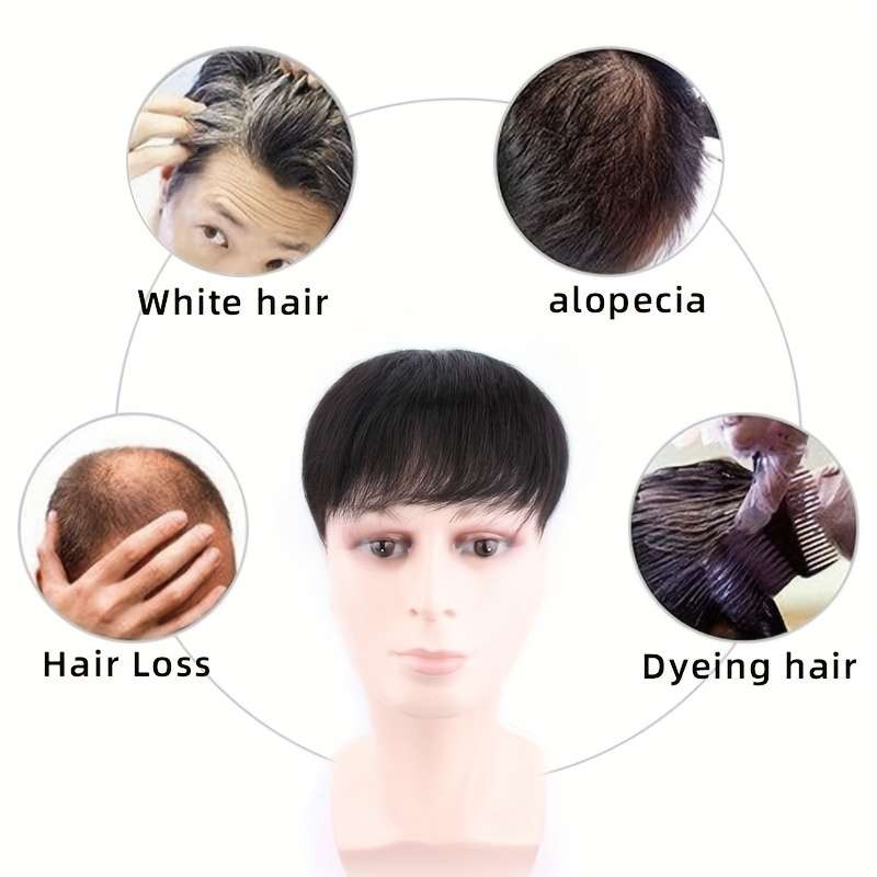 Natural Black Mens Wigs Hair Length 10.16Cm