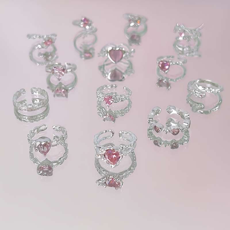 6PCS Delicate Heart Polished Band Quantity