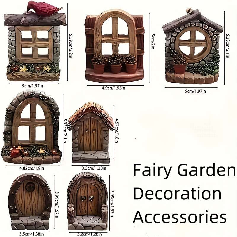 7Pcs Fairy Garden Resin Decorations