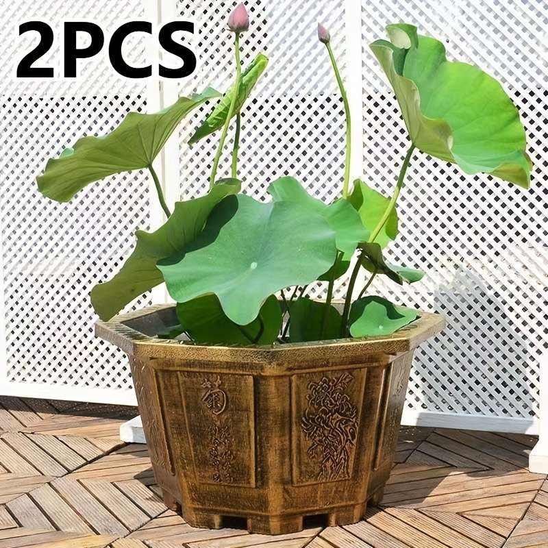 2Pcs Elite Extra Large Octagonal Resin Flower Pots