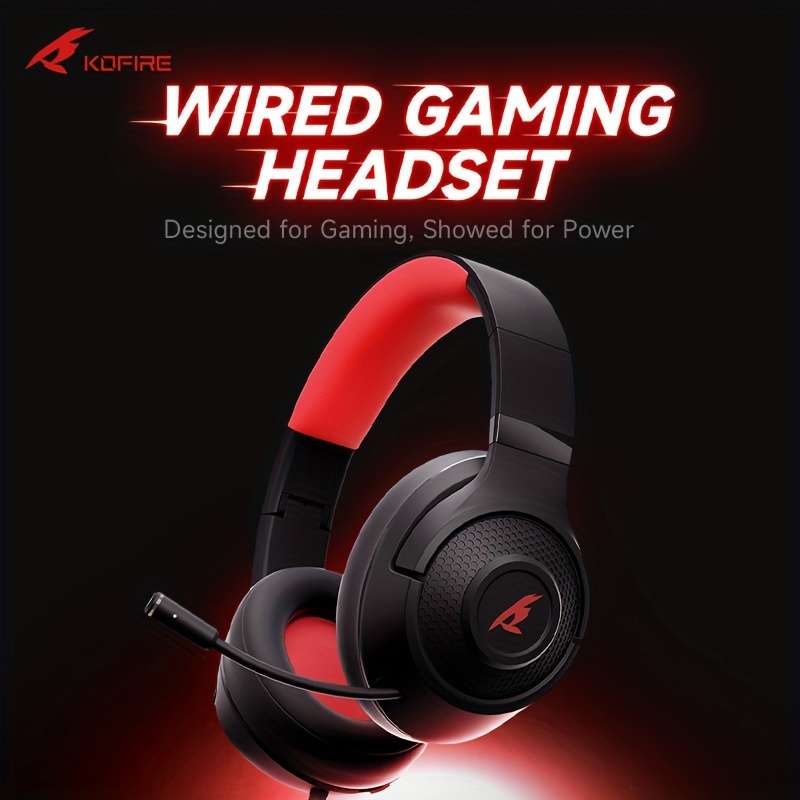 Wired Headphones Black Red