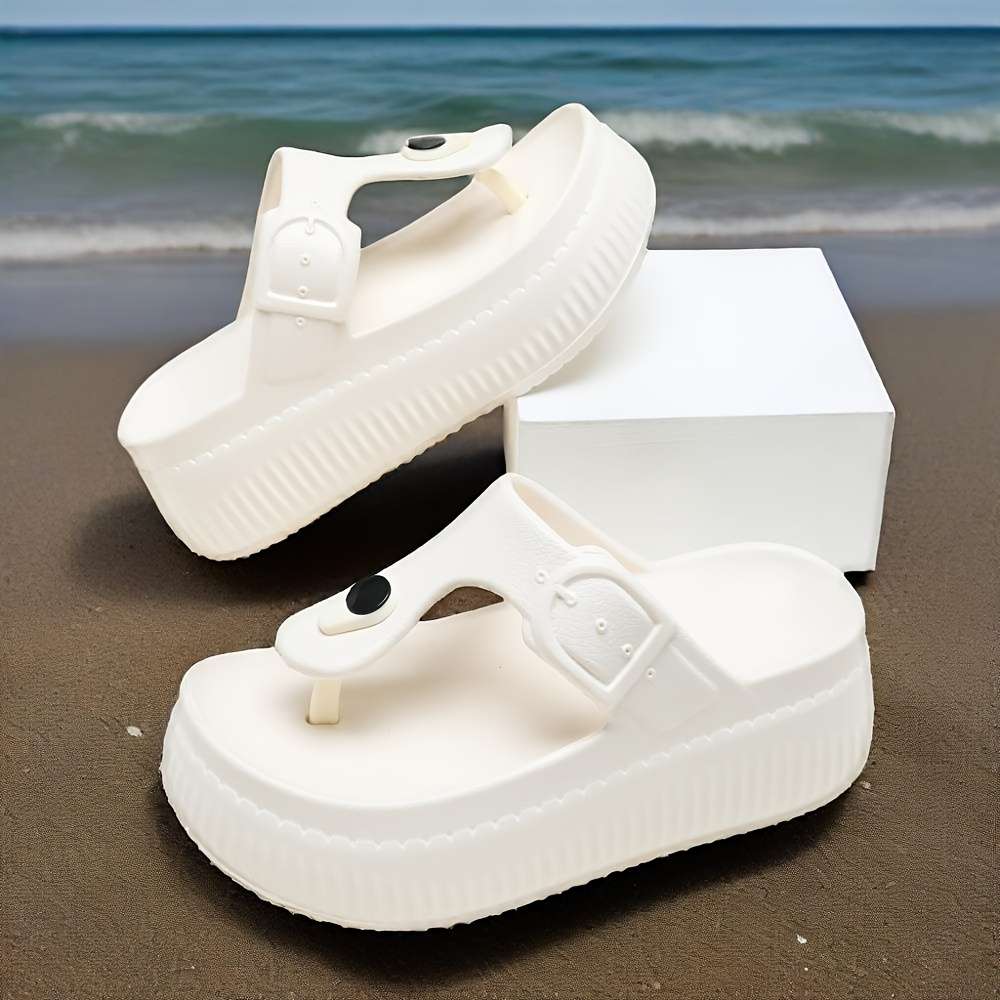 Ladies Summer Flip Flops White Uk 2.5-3