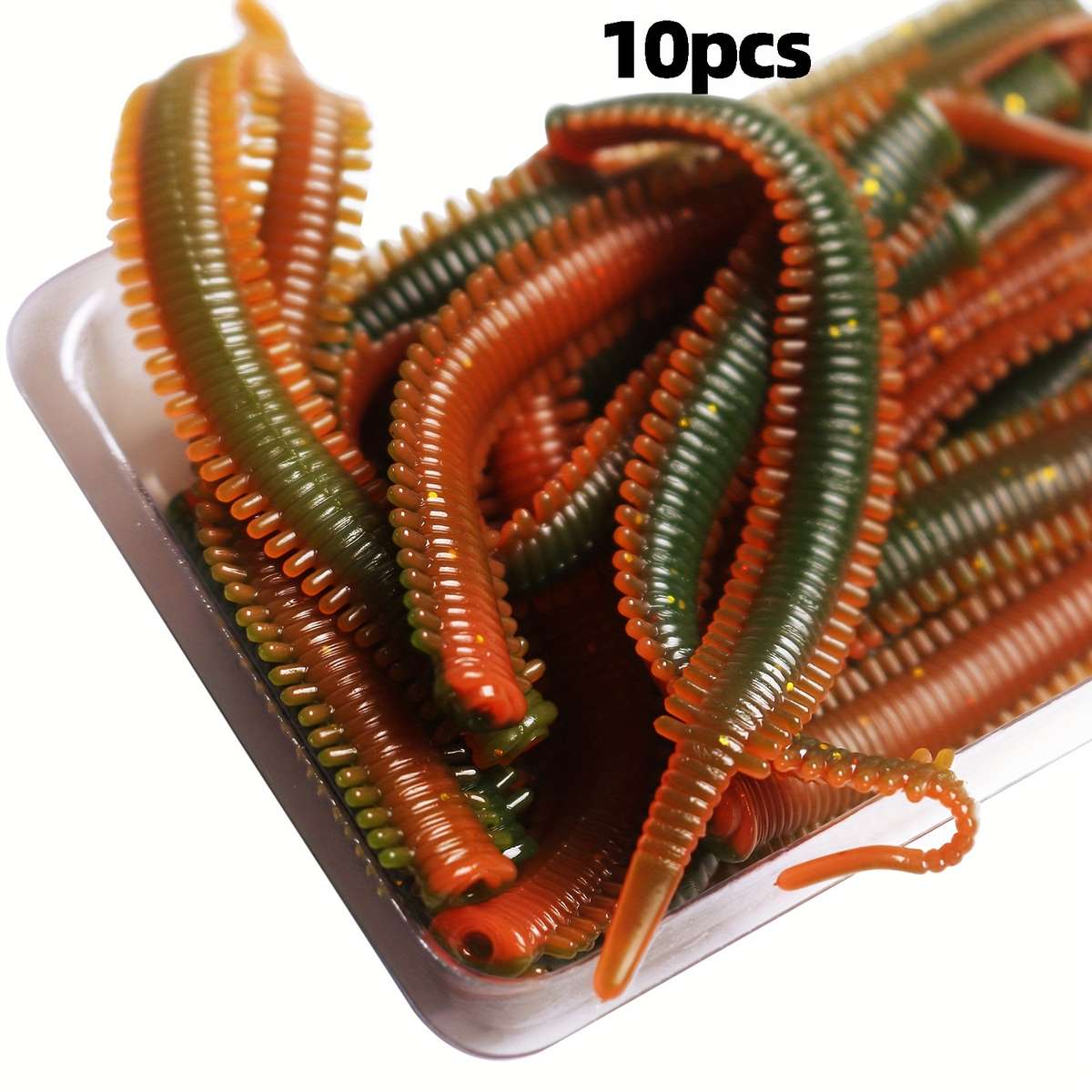 10pcs Turiou Realistic Red Worm Soft Lures 8cm Floating TPR Material Needle Tail Design Art