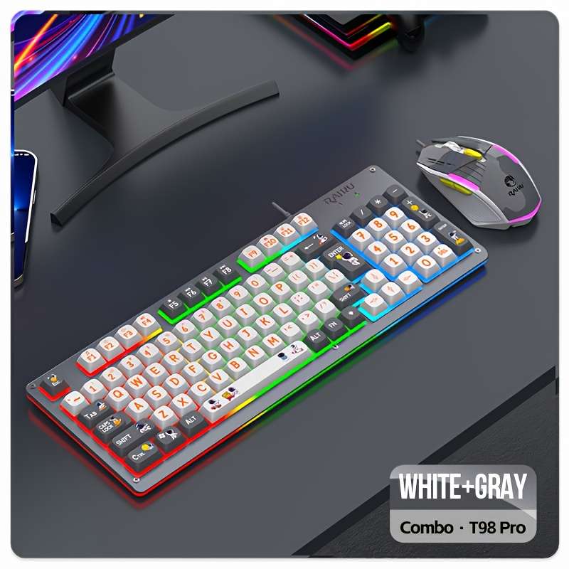 Keyboard Color White Blue Red Items Keyboard+mouse Set