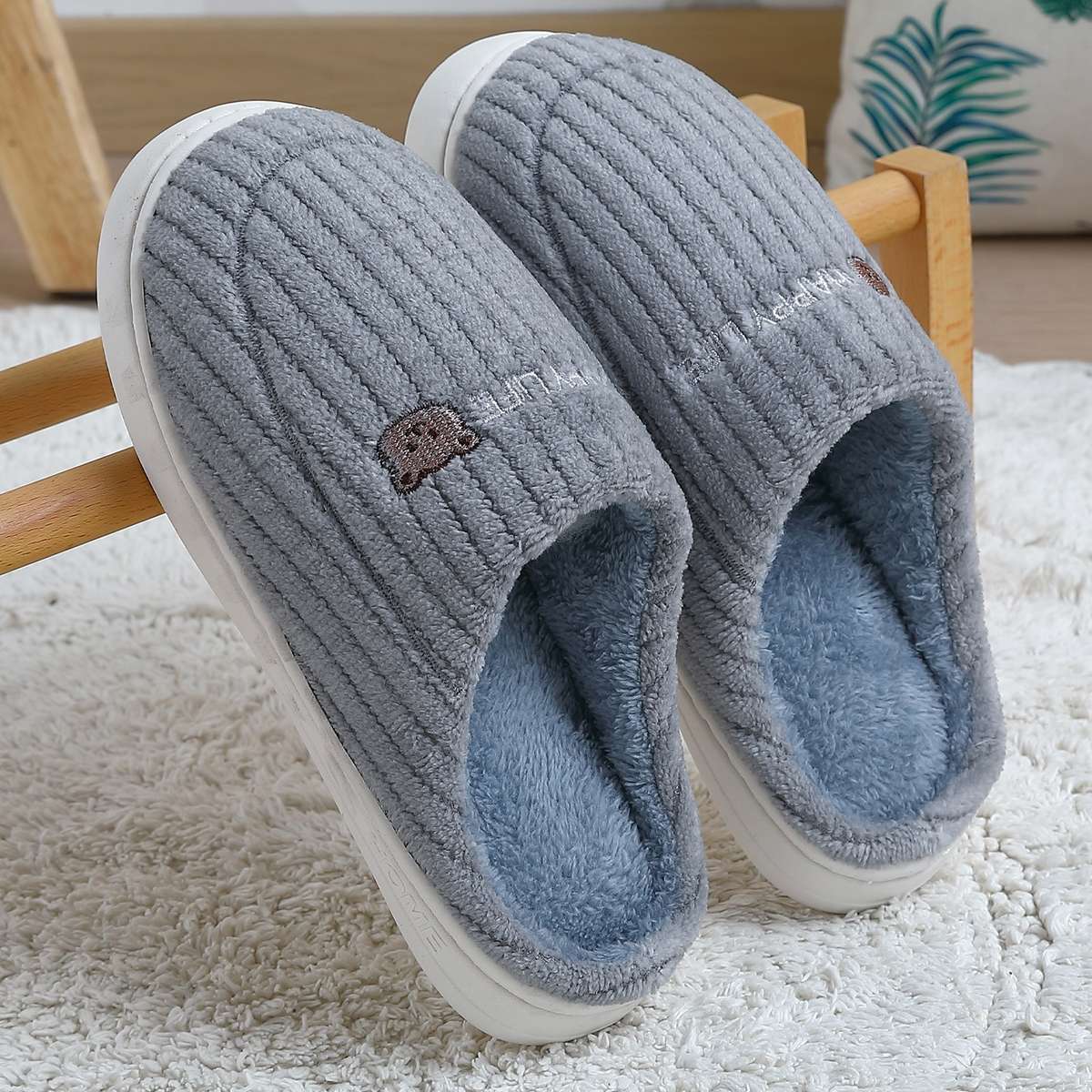 Cotton Slippers Color Grey Sizeuk 6.5-7