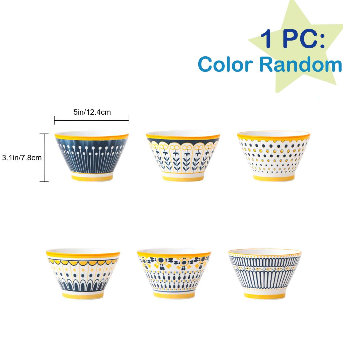 Bowl Color Mixed Color 6Pcs