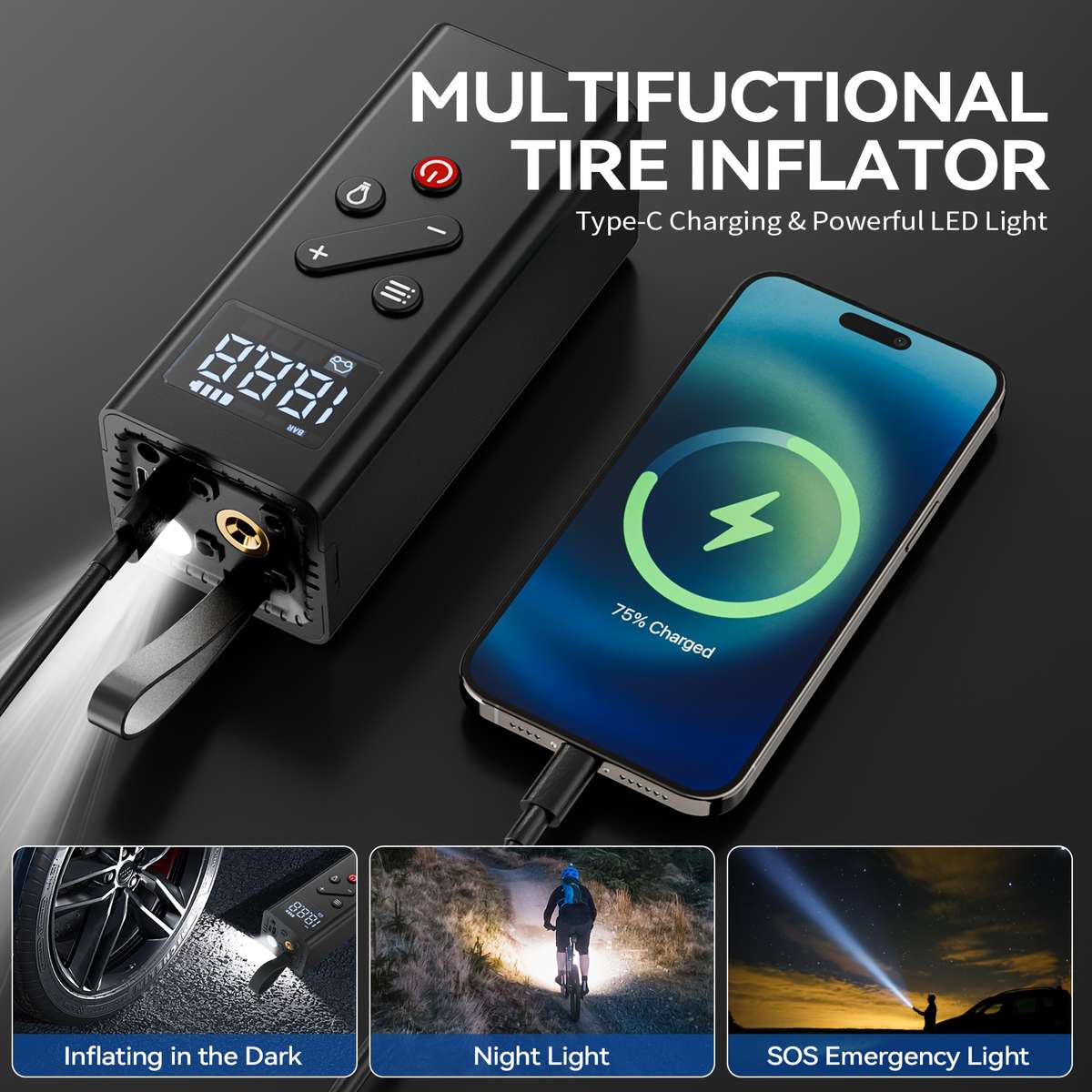 Premium Solid Multi Functional Emergency Psi Cordless Air Compressor For