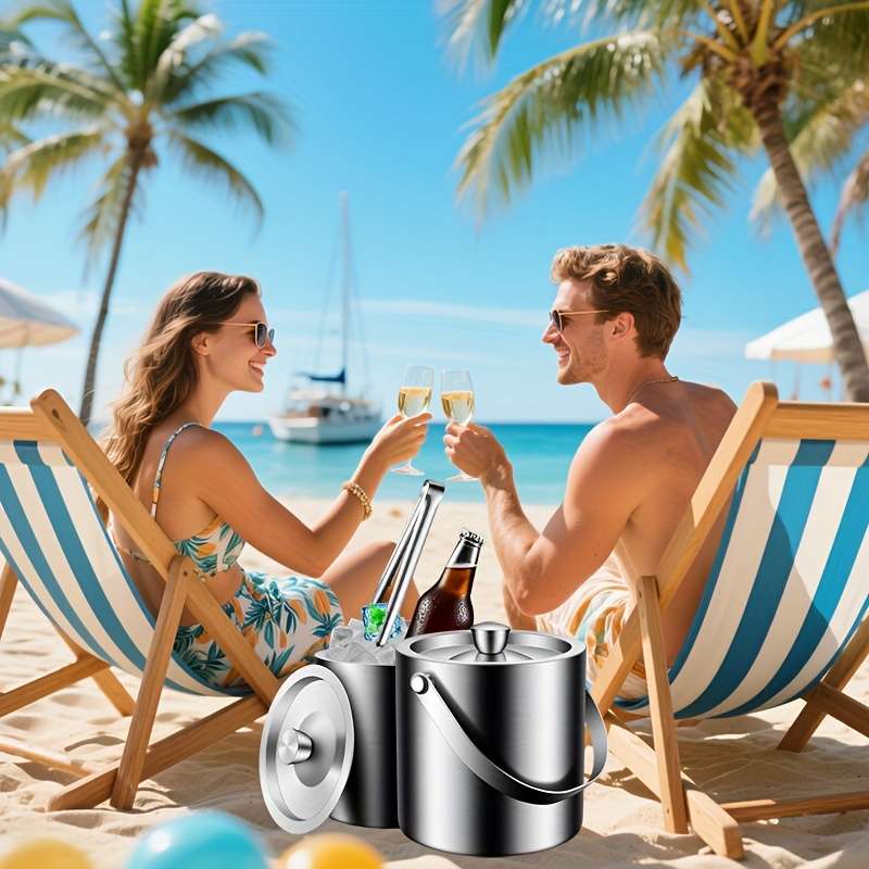 Ice Bucket Items 2Pcs2L70Oz Ice Buckettongs